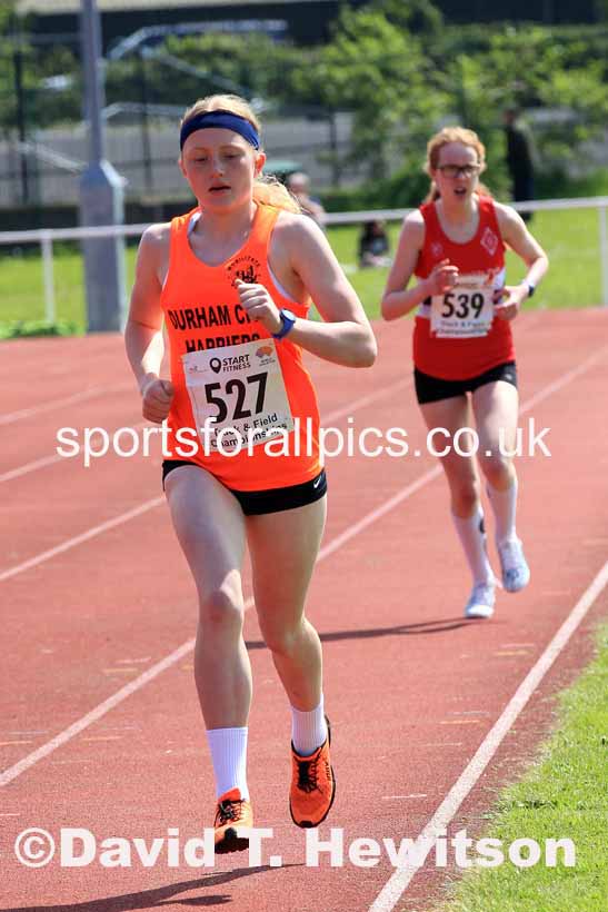 Womens Under-17s 3000 metres, 2023 North Eastern Track and Field Champs., Middlesbrough Sports Village, Middlesbrough. Photo: David T. Hewitson/Sports for All Pics